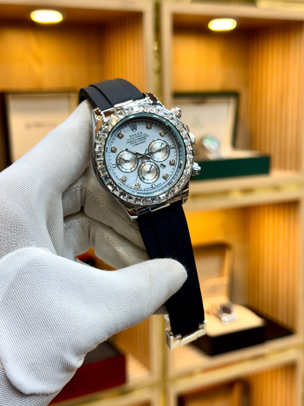 Rolex Ruby Silver Silicon Strap