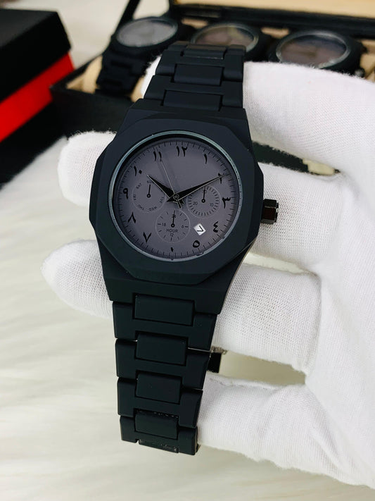 Black Arabic Aura Watch Steel