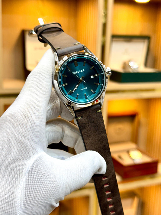 Tabular Quartz Leather Strap