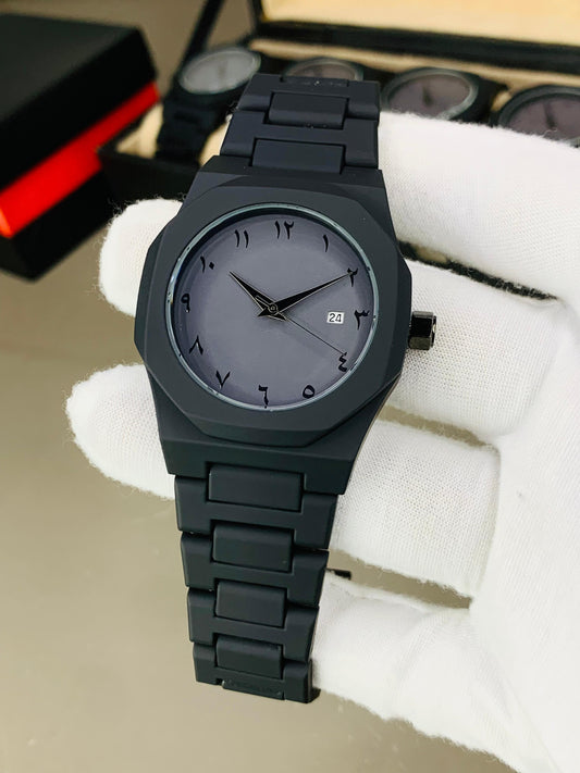 Black Arabic Aura Watch Steel